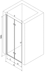 Mexen Lima, skladacie sprchové dvere do otvoru 110 x 190 cm, 6mm číre sklo, chrómový profil, 856-110-000-01-00