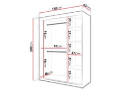 Veneti Šatníková skriňa so zrkadlom 150 cm FORNEY - biela