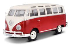 Maisto Volkswagen Van Samba Bielo/červená 1:25