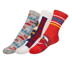 Ponožky detské Autá - sada 3 páry - 27-30 - biela, červená, oranžová, modrá, šedá