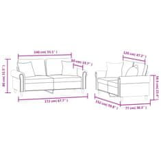 Petromila vidaXL 2-dielna sedacia súprava s vankúšmi bledosivá zamat
