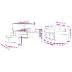 Petromila vidaXL 3-dielna sedacia súprava s vankúšmi vínová zamat