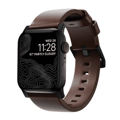 Nomad Modern Band - Kožený remienok pre Apple Watch 45 / 49 mm, hnedý s čiernou