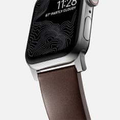 Nomad Modern Band - Kožený remienok pre Apple Watch 45 / 49 mm, hnedý so striebornou