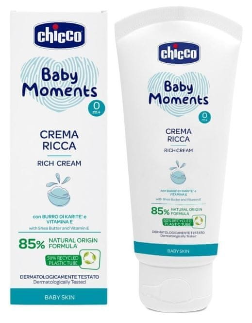 Chicco vyživujúci krém Baby Moments 85% prírodných zložiek 100 ml, 0m+