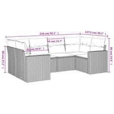 Petromila vidaXL 6-dielna záhradná súprava pohoviek s vankúšmi čierna polyratan