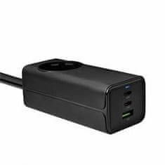 Akyga Nabíjačka univerzálna AC 230V + USB-A + 2x USB-C PD 5-20V/max. 5A/65W Quick Charge 3.0 GaN, čierna