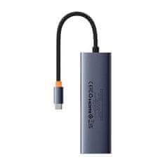 BASEUS húb Ultra Joy USB 6v1 (USB-C/1xHDMI4K30Hz/3xUSB 3.0/1xPD/RJ45) sivý