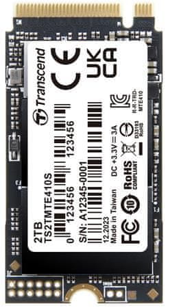 Transcend MTE410S 2TB SSD disk M.2 2242, NVMe PCIe Gen4 x4 5000MB/s R 4300MB/s W