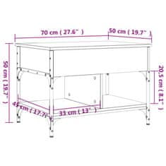 Vidaxl Konferenčný stolík dub sonoma 70x50x50 cm kompozit. drevo a kov