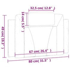 Vidaxl Vankúš na čelo postele sivý 80 cm umelá koža