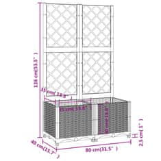 Vidaxl Záhradný kvetináč s mriežkou biely 80x40x136 cm PP