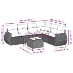 Vidaxl 7-dielna záhradná súprava pohoviek s vankúšmi čierna polyratan