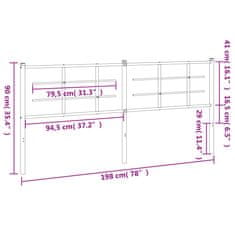 Vidaxl Kovové čelo postele biele 193 cm