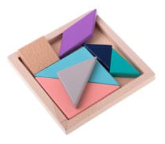 WOWO Tangram Puzzle - Drevené Kocky 11,5cm, Vzdelávacia Hra pre Deti