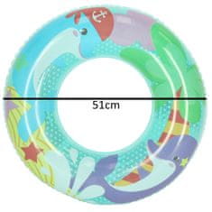 WOWO Bestway 36113 - Nafukovací Plavecký Kruh s Delfínmi, 51cm, pre Deti 3-6 rokov, Max 60kg