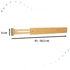 WOWO Nastaviteľný Bambusový Organizér do Zásuvky, Oddeľovač 56x6x1,5cm - 1 Kus