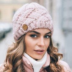 Camerazar Dámska zateplená pletená zimná čiapka, ružová, 100% akrylové vlákno, univerzálna veľkosť