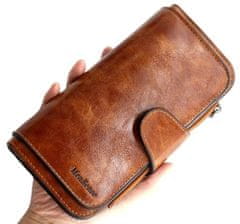 Camerazar Dámska veľkokapacitná peňaženka z kvalitnej umelej kože, hnedá, 19x10x2 cm