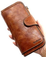 Camerazar Dámska veľkokapacitná peňaženka z kvalitnej umelej kože, hnedá, 19x10x2 cm