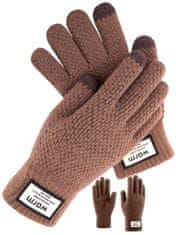 Camerazar Pánske zimné dotykové rukavice, hnedé, akrylová priadza, univerzálna veľkosť