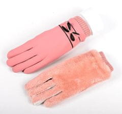 Camerazar Dámske zateplené rukavice, nepremokavé, dotykové, ružové, univerzálna veľkosť