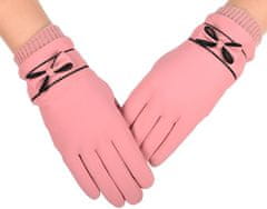 Camerazar Dámske zateplené rukavice, nepremokavé, dotykové, ružové, univerzálna veľkosť