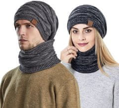 Camerazar Unisex zimný set - Čiapka a krkavka, čierna, akrylové vlákna, univerzálna veľkosť