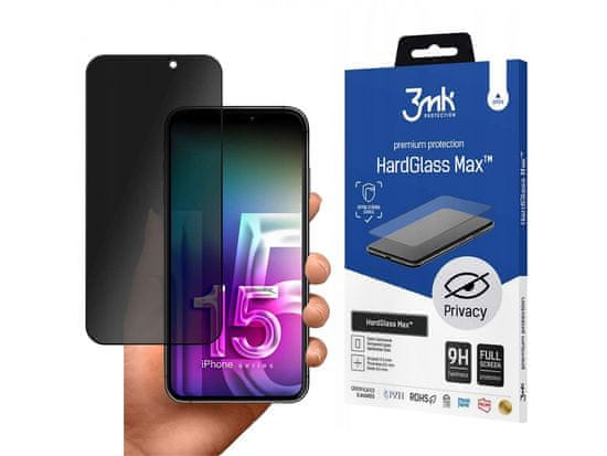 3MK Tuhé sklo s ochranou osobných údajov Apple iPhone 15 Pro - 3mk HardGlass Max Privacy Black