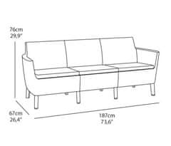 Allibert SALEMO 3 seater - grafit umelý ratan 236634