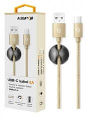 Aligator PREMIUM Dátový kábel 2A, USB-C zlatý