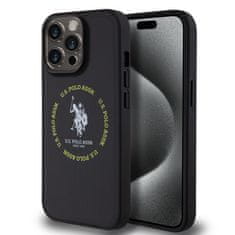 U.S. POLO ASSN. Zadný kryt PU Leather Printed Round Double Horse MagSafe pre iPhone 15 Pro Black
