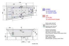 POLYSAN ANDRA L HYDRO-AIR hydromasážna vaňa, 170x90x45cm, biela 81111HA - Polysan