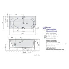 POLYSAN ASTRA L HYDRO hydromasážna vaňa, 165x80x48cm, biela 33611H - Polysan
