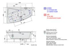 SAPHO EVIA L HYDRO-AIR hydromasážna vaňa, 160x100x47cm, biela 11611HA - Sapho