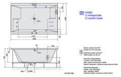 SAPHO DUPLA HYDRO hydromasážna vaňa, 180x120x54cm, biela 13611H - Sapho