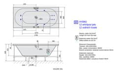 SAPHO VIVA B HYDRO hydromasážna vaňa, 175x80x47cm, biela 88119H - Sapho