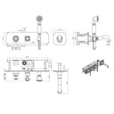 SAPHO VIENNA podomietková vaňová batéria s hubicou a ručnou sprchou, 2 výstupy, bronz VO243BR - Sapho