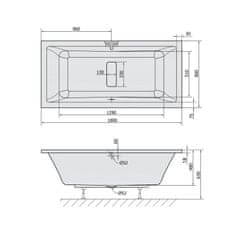 POLYSAN MARLENE SLIM obdĺžniková vaňa 180x80x48cm, biela 72034S - Polysan