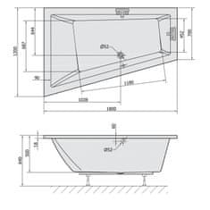 SAPHO TRIANGL L SLIM asymetrická vaňa 180x120x50cm, biela 19611S - Sapho