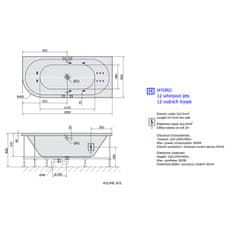 POLYSAN VIVA R HYDRO hydromasážna vaňa, 185x80x47cm, biela 72129H - Polysan