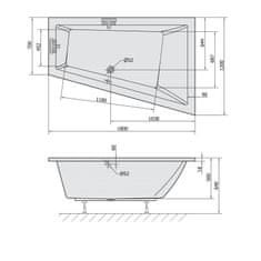 SAPHO TRIANGL R SLIM asymetrická vaňa 180x120x50cm, biela 20611S - Sapho