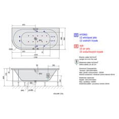 SAPHO VIVA R HYDRO-AIR hydromasážna vaňa, 175x80x47cm, biela 78119HA - Sapho