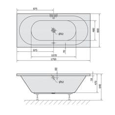 SAPHO VIVA B SLIM obdĺžniková vaňa 175x80x47cm, biela 88119S - Sapho