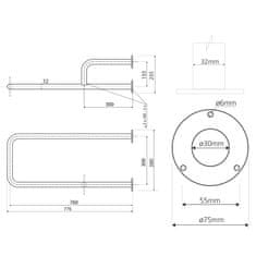 SAPHO HANDICAP podperné madlo ĽAVÉ 760mm, biela XH532W - Sapho