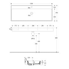 SAPHO CENTO keramické umývadlo 120x45cm 353401 - Sapho