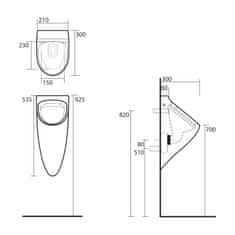 SAPHO AQUATECH pisoár 21x53,5x30cm, vrátane sifónu a upevňovacej sady 373501 - Sapho