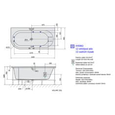 SAPHO ASTRA R HYDRO hydromasážna vaňa, 165x80x48cm, biela 34611H - Sapho