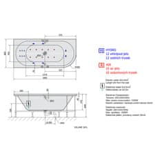 SAPHO VIVA L HYDRO-AIR hydromasážna vaňa, 185x80x47cm, biela 72099HA - Sapho