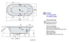 SAPHO VIVA O HYDRO hydromasážna vaňa, 185x80x47cm, biela 72179H - Sapho
